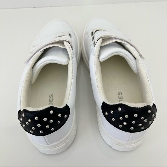 JSLIDES Gennie Studded Platform Sneaker in White Faux Leather Size 10 - Picture 9 of 14